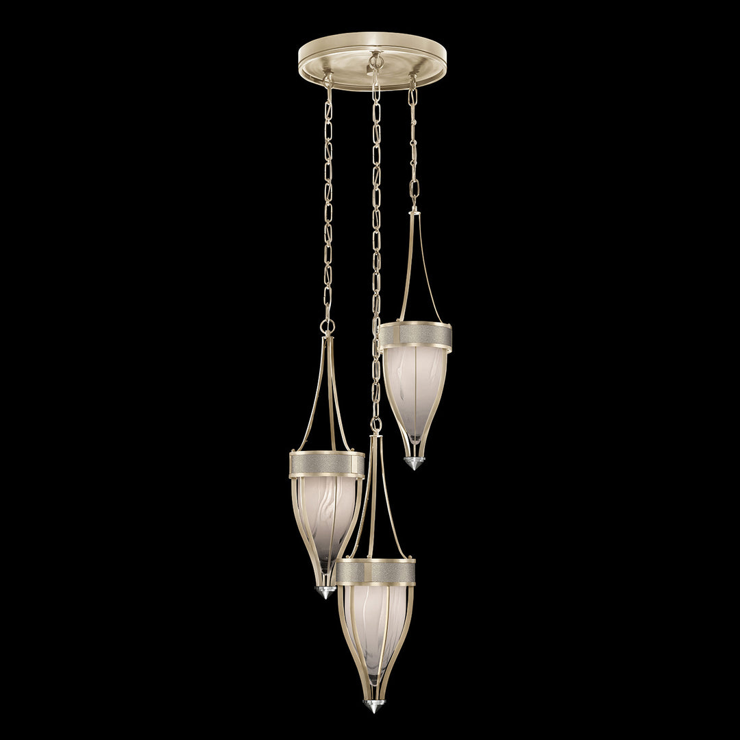 Fine Art Handcrafted Lighting Mirage 17.5"W Round Pendant in Champagne, Nickel, Coco (100044-622)