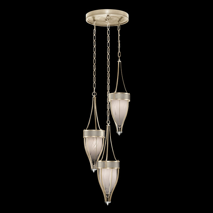 Fine Art Handcrafted Lighting Mirage 17.5"W Round Pendant in Champagne, Nickel, Coco (100044-622)