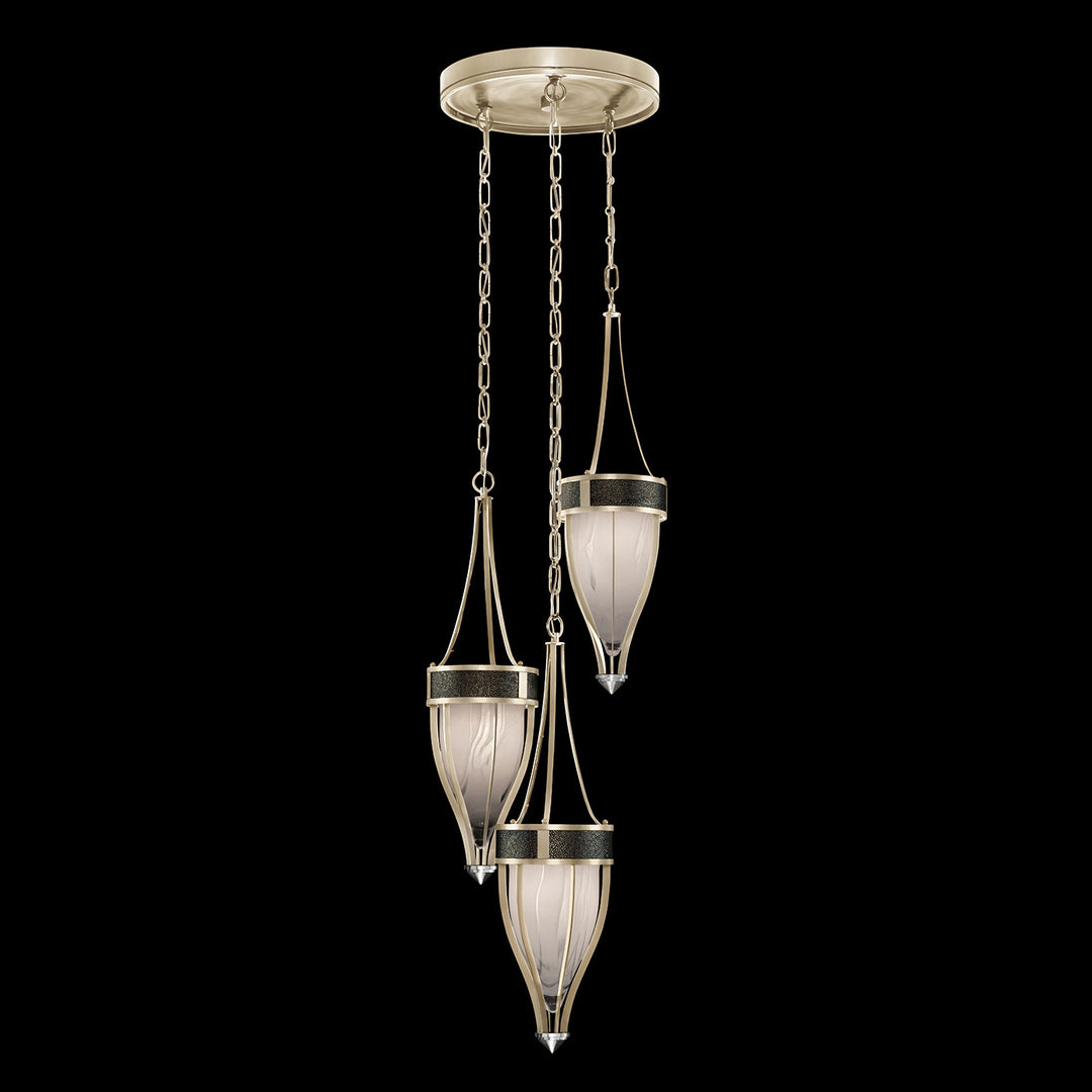 Fine Art Handcrafted Lighting Mirage 17.5"W Round Pendant in Champagne, Nickel, Black Knight (100044-623)