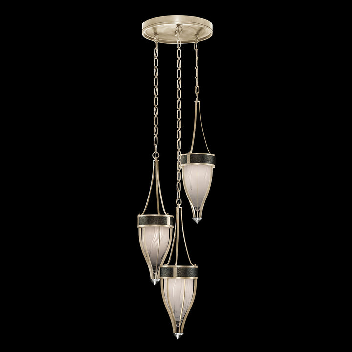 Fine Art Handcrafted Lighting Mirage 17.5"W Round Pendant in Champagne, Nickel, Black Knight (100044-623)