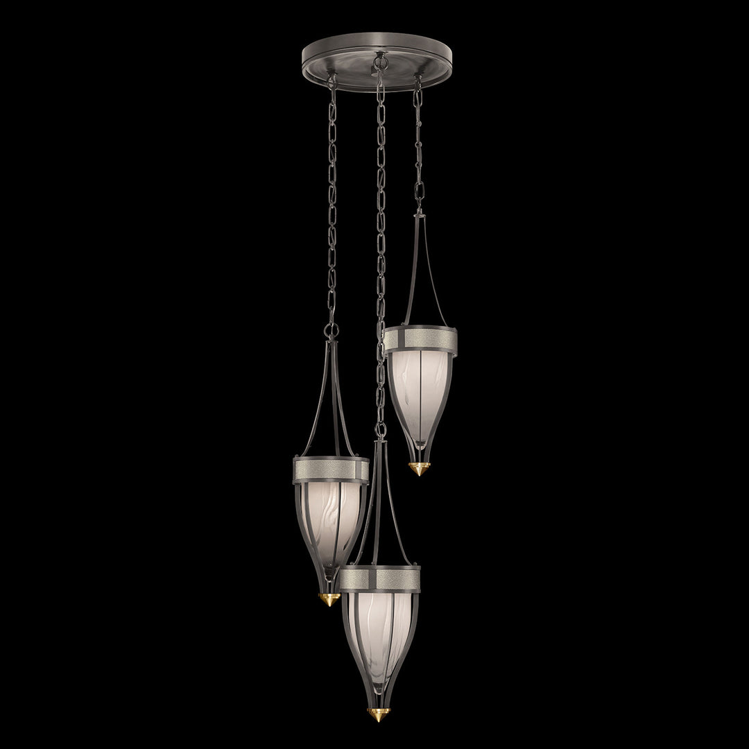 Fine Art Handcrafted Lighting Mirage 17.5"W Round Pendant in Midnight Steel, Brass, Coco (100044-712)