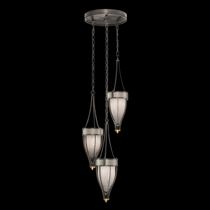 Fine Art Handcrafted Lighting Mirage 17.5"W Round Pendant in Midnight Steel, Brass, Coco (100044-712)
