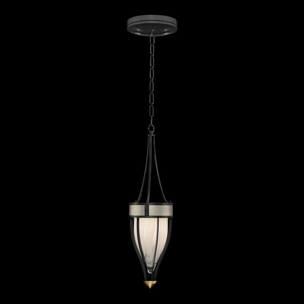 Fine Art Handcrafted Lighting Mirage 7.5"W Round Pendant in Standard Black Iron, Brass, Coco (100045-112)