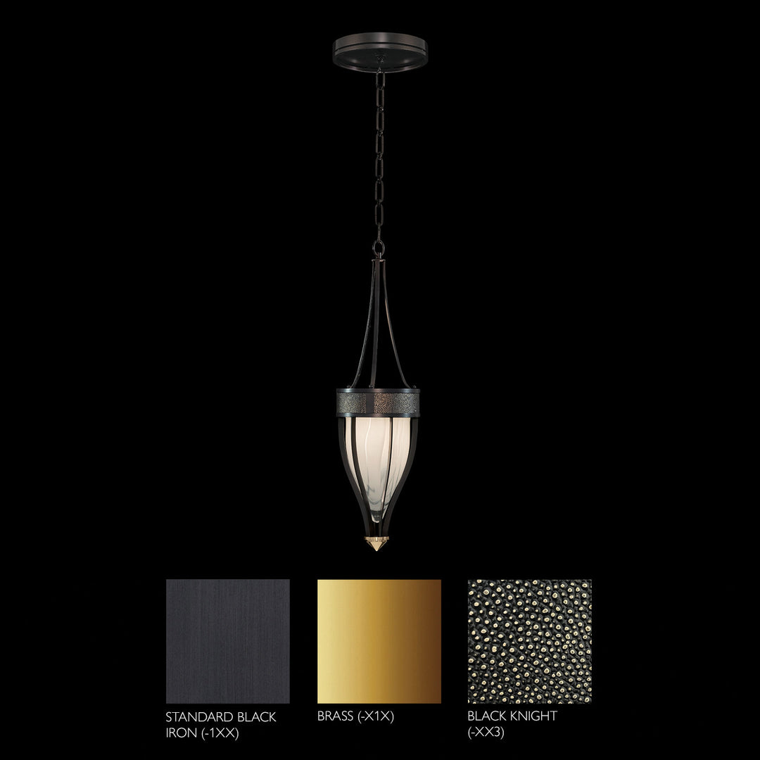 Fine Art Handcrafted Lighting Mirage 7.5"W Round Pendant in Standard Black Iron, Brass, Black Knight (100045-113)