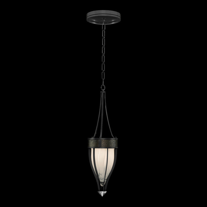 Fine Art Handcrafted Lighting Mirage 7.5"W Round Pendant in Standard Black Iron, Nickel, Black Knight (100045-123)