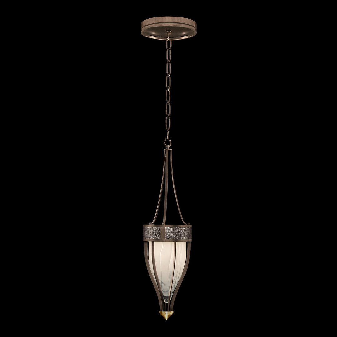 Fine Art Handcrafted Lighting Mirage 7.5"W Round Pendant in Standard Bronze, Brass, Pebble (100045-211)