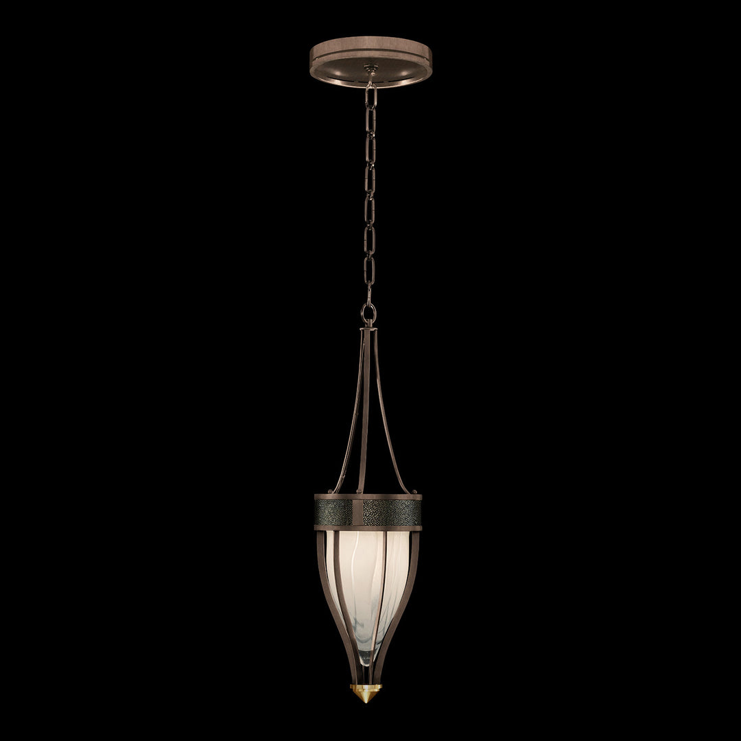 Fine Art Handcrafted Lighting Mirage 7.5"W Round Pendant in Standard Bronze, Brass, Black Knight (100045-213)