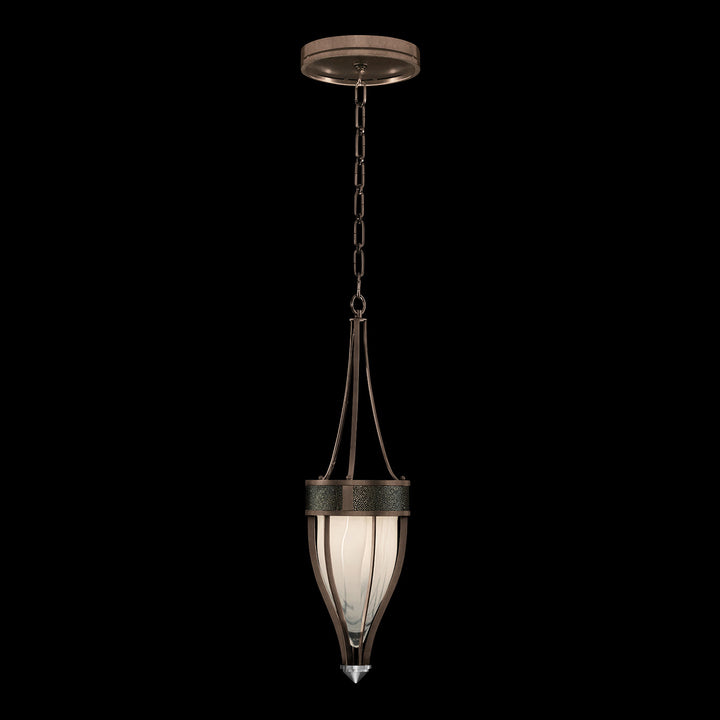 Fine Art Handcrafted Lighting Mirage 7.5"W Round Pendant in Standard Bronze, Nickel, Black Knight (100045-223)