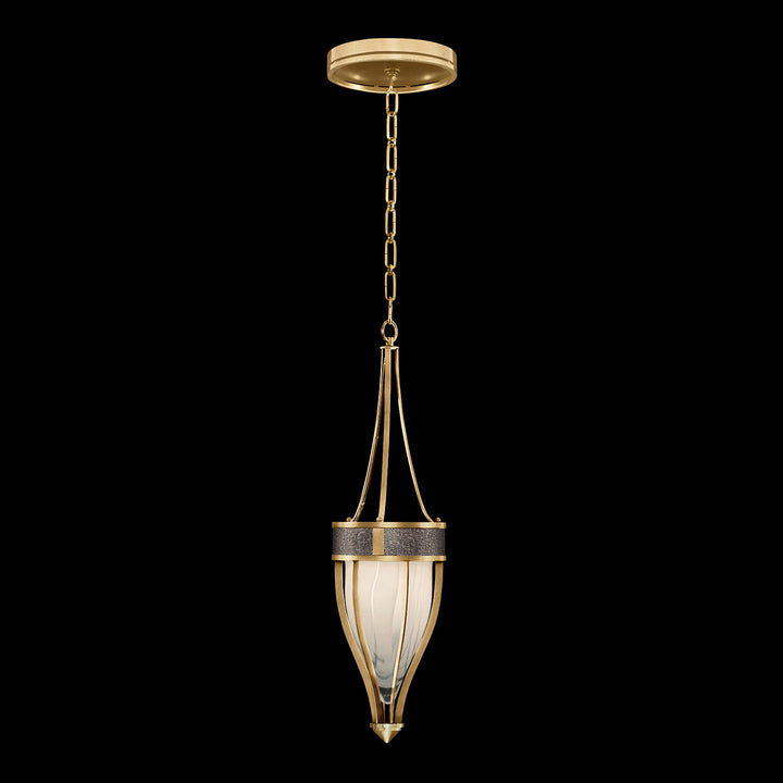 Fine Art Handcrafted Lighting Mirage 7.5"W Round Pendant in Standard Gold Leaf, Brass, Pebble (100045-311)