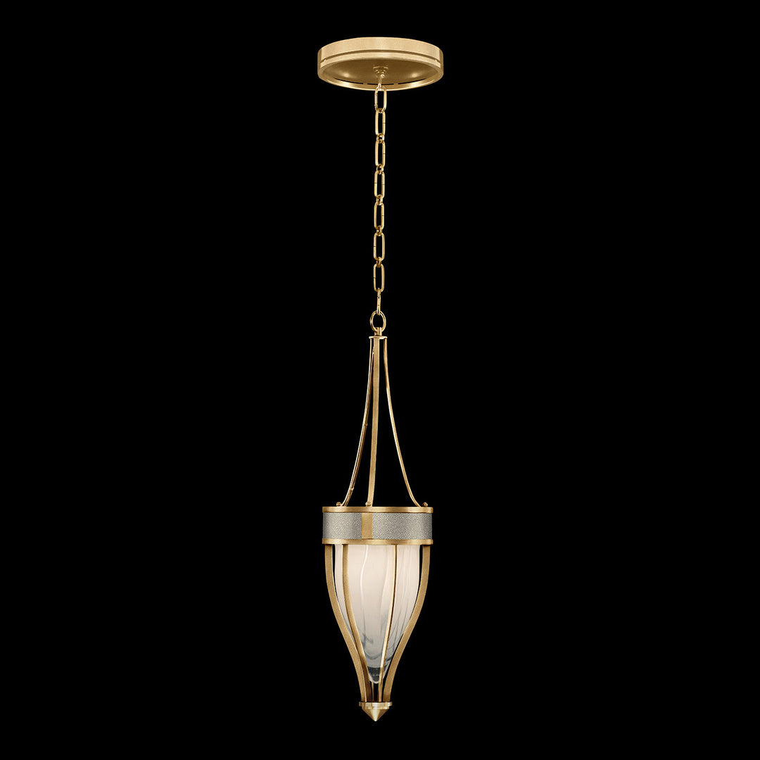 Fine Art Handcrafted Lighting Mirage 7.5"W Round Pendant in Standard Gold Leaf, Brass, Coco (100045-312)