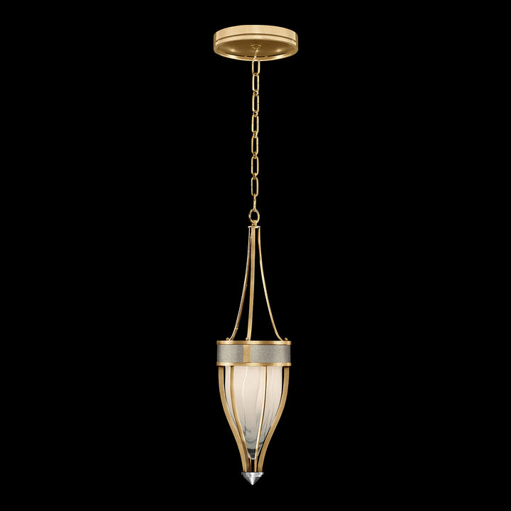 Fine Art Handcrafted Lighting Mirage 7.5"W Round Pendant in Standard Gold Leaf, Nickel, Coco (100045-322)