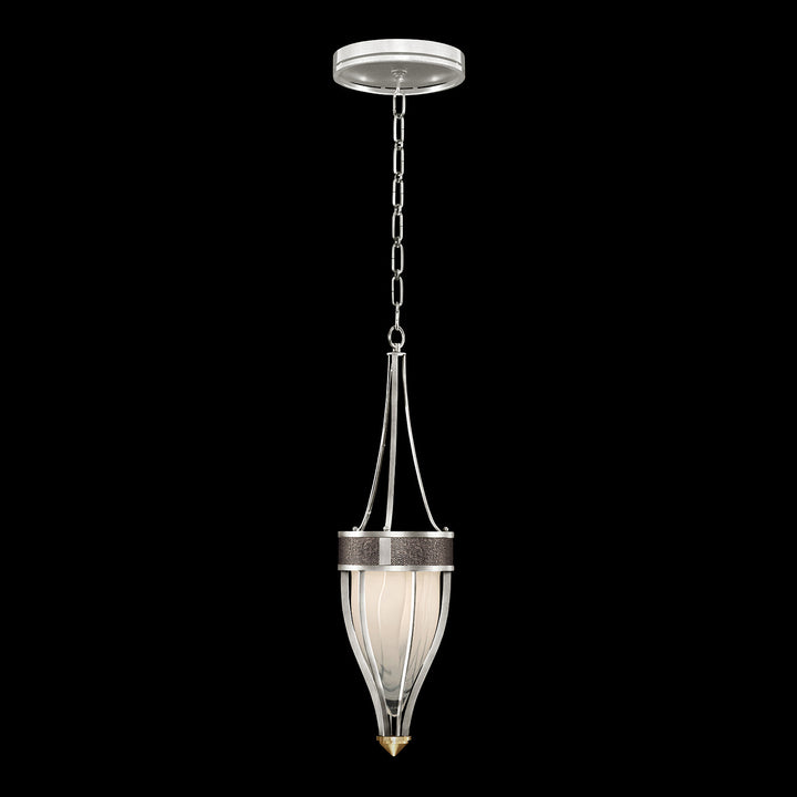 Fine Art Handcrafted Lighting Mirage 7.5"W Round Pendant in Standard Silver Leaf, Brass, Pebble (100045-411)