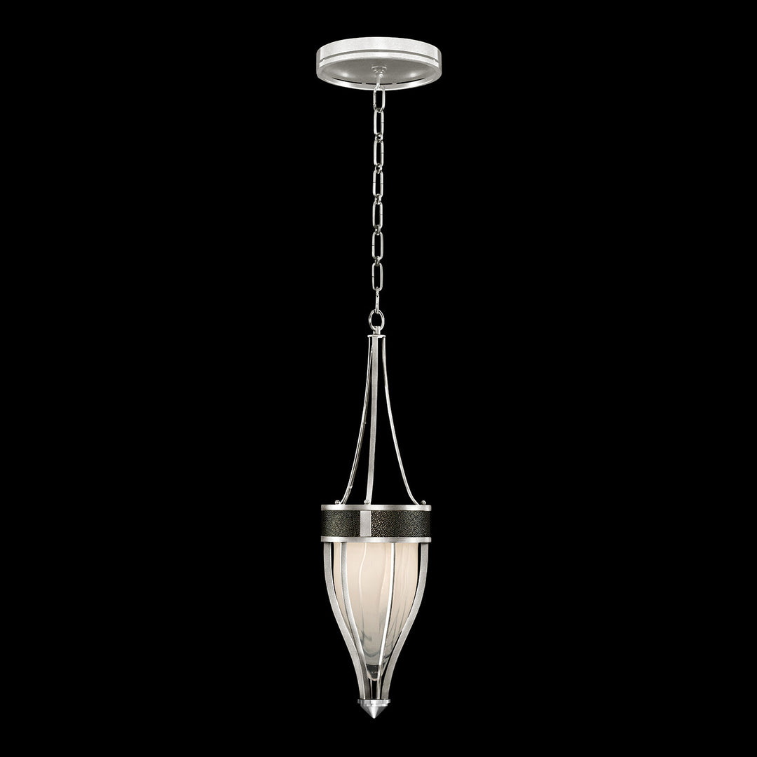Fine Art Handcrafted Lighting Mirage 7.5"W Round Pendant in Standard Silver Leaf, Nickel, Black Knight (100045-423)