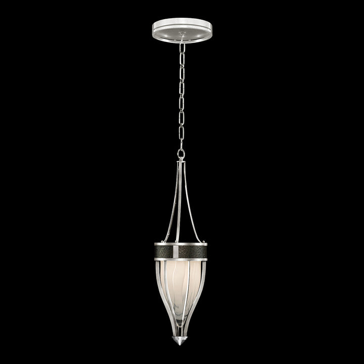 Fine Art Handcrafted Lighting Mirage 7.5"W Round Pendant in Standard Silver Leaf, Nickel, Black Knight (100045-423)