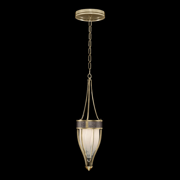 Fine Art Handcrafted Lighting Mirage 7.5"W Round Pendant in Standard Soft Gold Leaf, Brass, Pebble (100045-511)