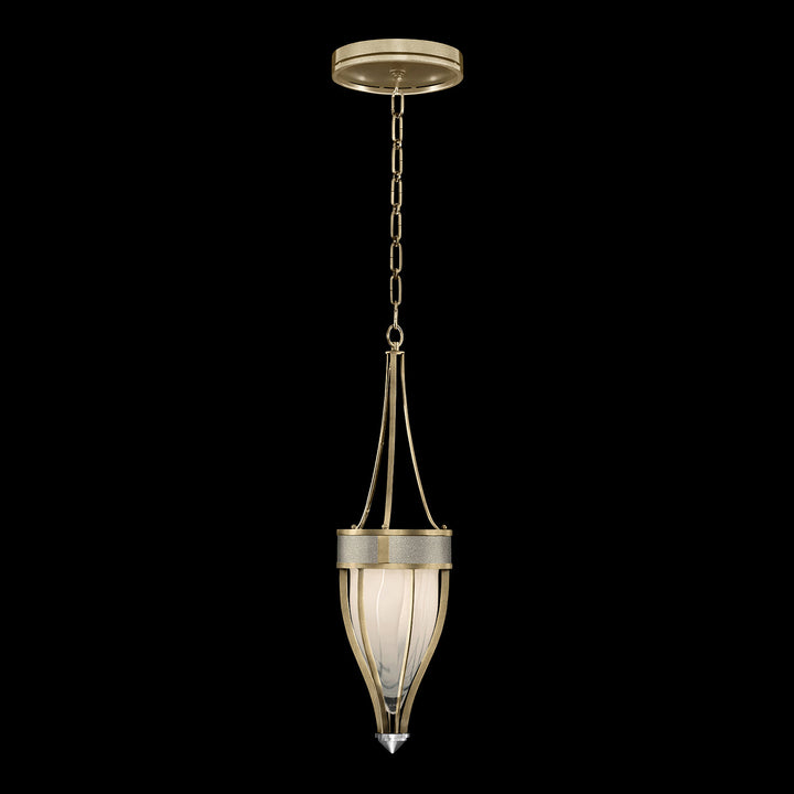 Fine Art Handcrafted Lighting Mirage 7.5"W Round Pendant in Standard Soft Gold Leaf, Nickel, Coco (100045-522)