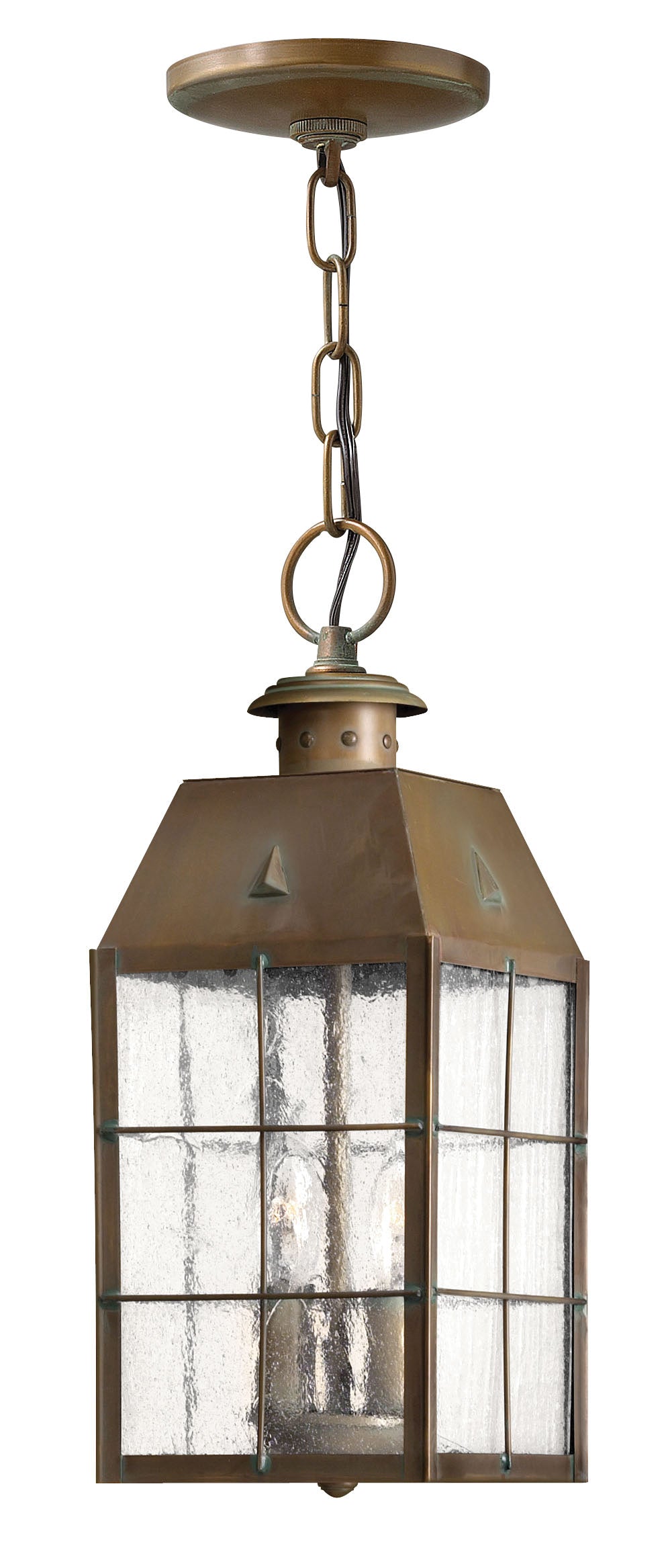 Hinkley Nantucket Outdoor Hanging Light Medium Hanging Lantern Aged Brass 2372AS