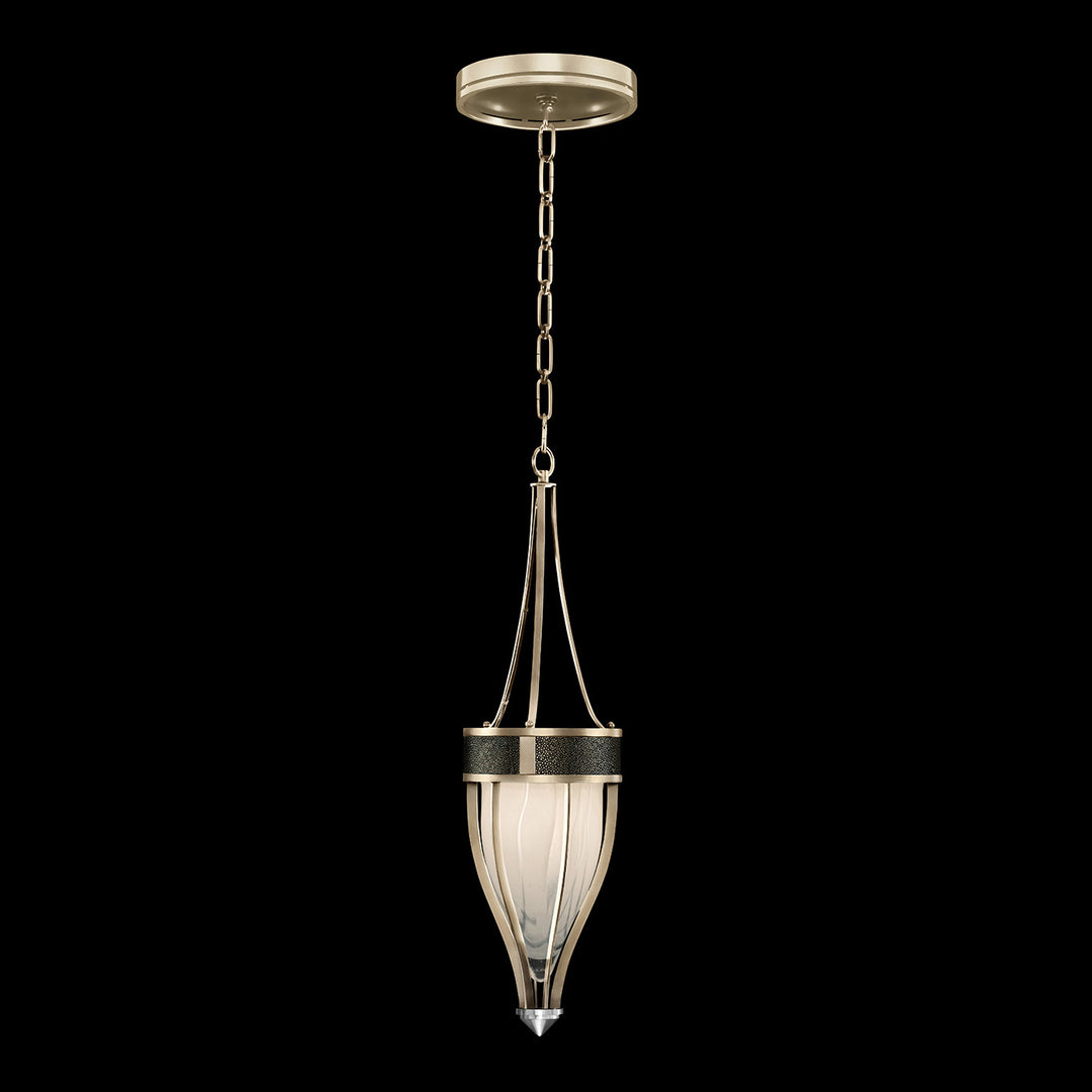 Fine Art Handcrafted Lighting Mirage 7.5"W Round Pendant in Champagne, Nickel, Black Knight (100045-623)