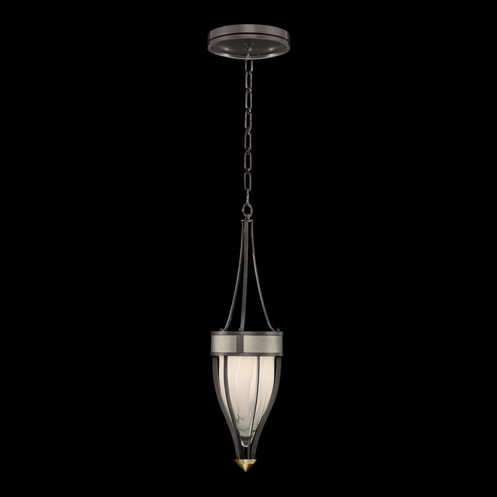 Fine Art Handcrafted Lighting Mirage 7.5"W Round Pendant in Midnight Steel, Brass, Coco (100045-712)