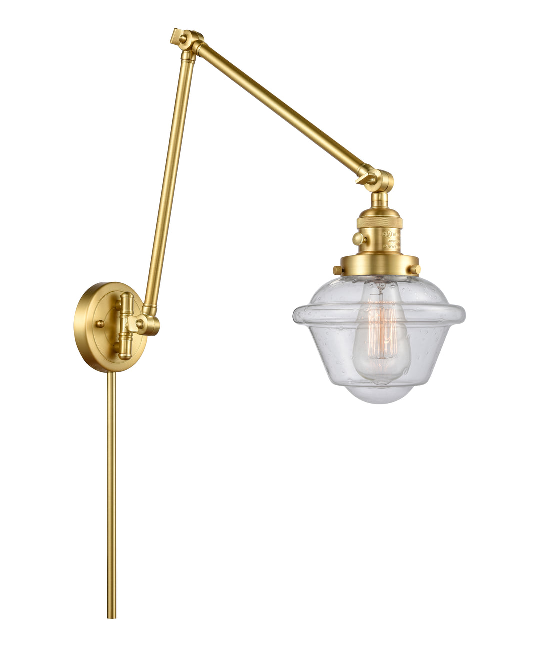 Innovations Lighting Oxford 7.5" Swing Arm - Satin Gold Reading | Swing Arms Innovations Lighting Seedy ; Glass Type: Seeded  