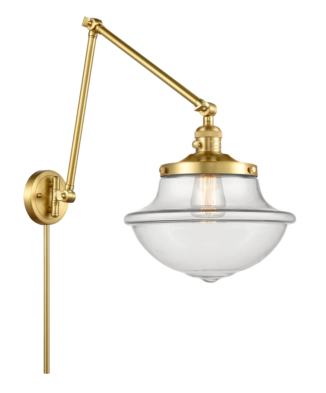 Innovations Lighting Oxford 12" Swing Arm - Satin Gold Reading | Swing Arms Innovations Lighting Clear ; Glass Type: Transparent  