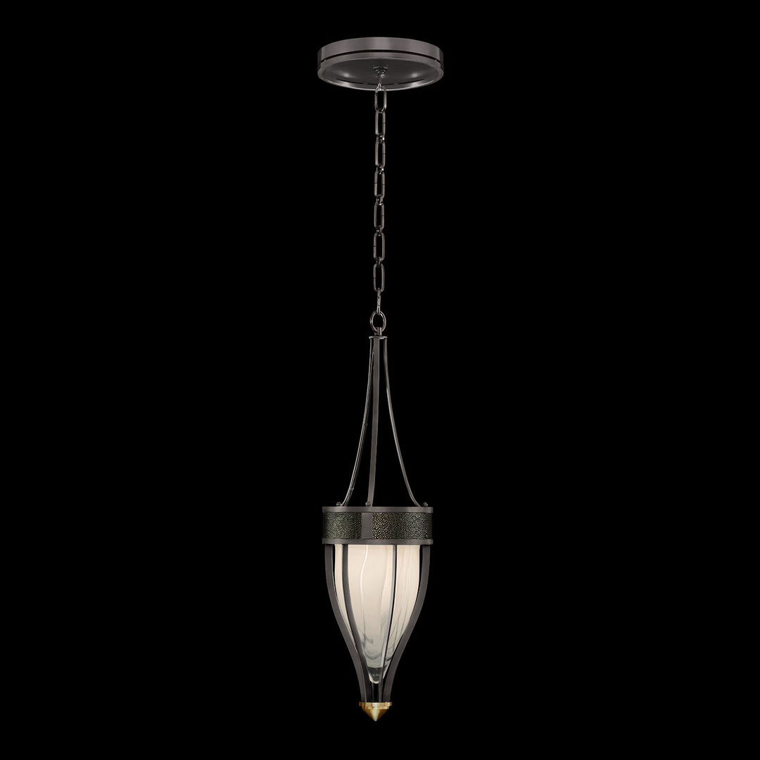 Fine Art Handcrafted Lighting Mirage 7.5"W Round Pendant in Midnight Steel, Brass, Black Knight (100045-713)