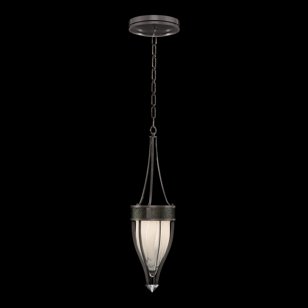 Fine Art Handcrafted Lighting Mirage 7.5"W Round Pendant in Midnight Steel, Nickel, Black Knight (100045-723)