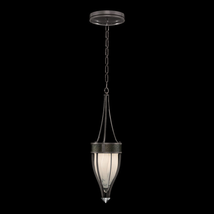 Fine Art Handcrafted Lighting Mirage 7.5"W Round Pendant in Midnight Steel, Nickel, Black Knight (100045-723)