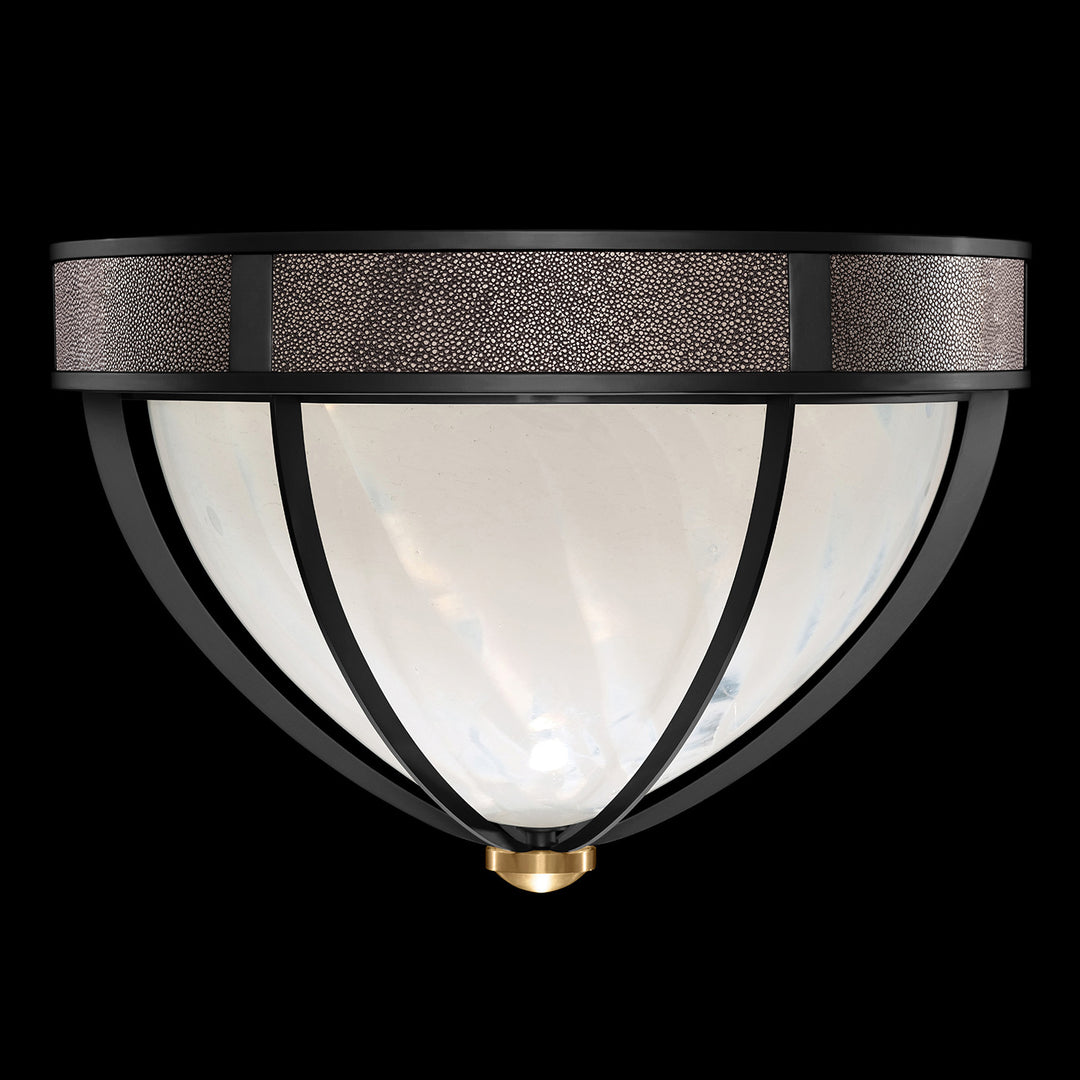 Fine Art Handcrafted Lighting Mirage 18.75"W Round Flush Mount in Standard Black Iron, Brass, Pebble (100042-111)