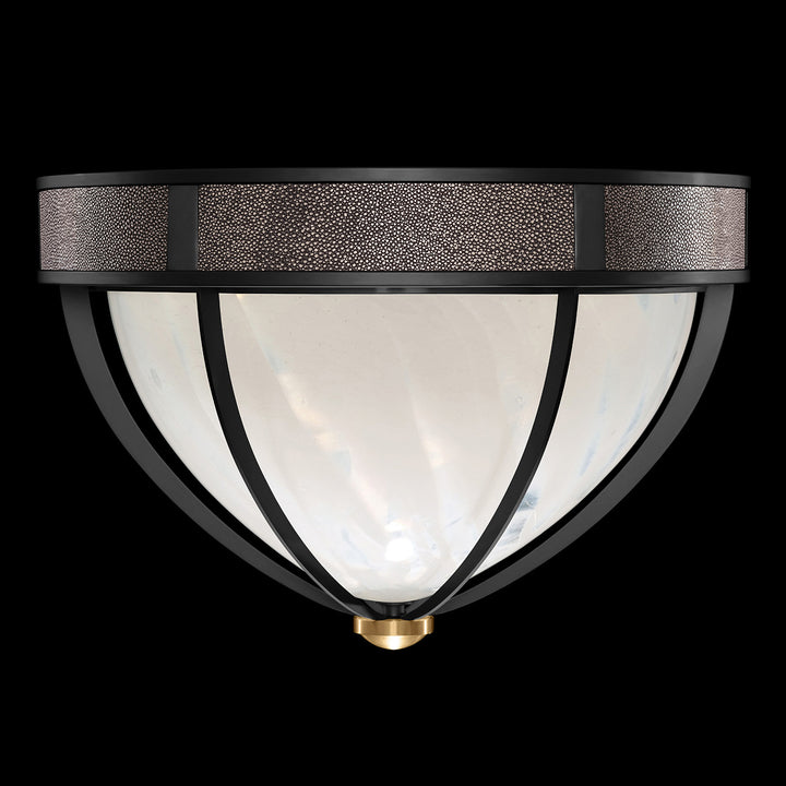 Fine Art Handcrafted Lighting Mirage 18.75"W Round Flush Mount in Standard Black Iron, Brass, Pebble (100042-111)