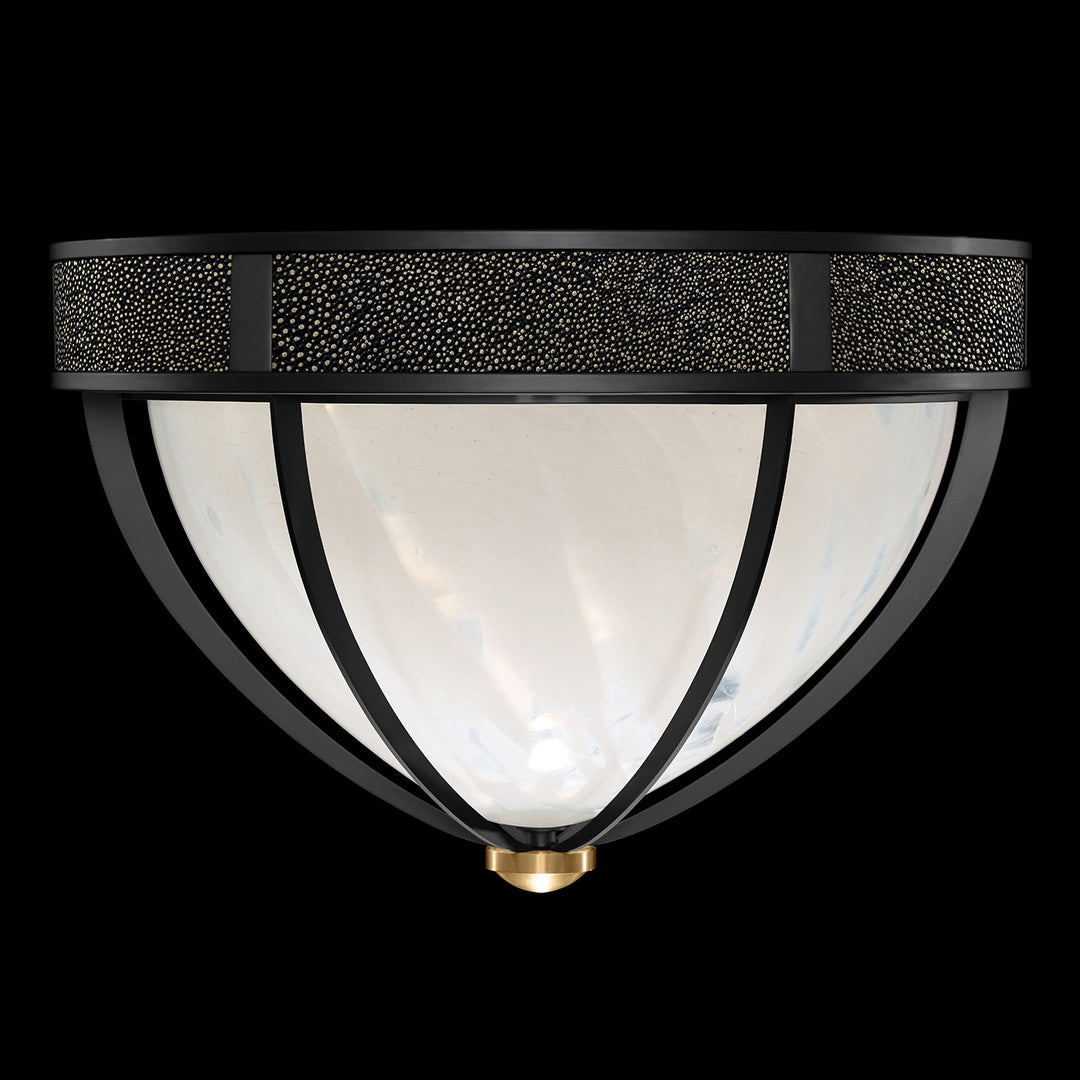 Fine Art Handcrafted Lighting Mirage 18.75"W Round Flush Mount in Standard Black Iron, Brass, Black Knight (100042-113)