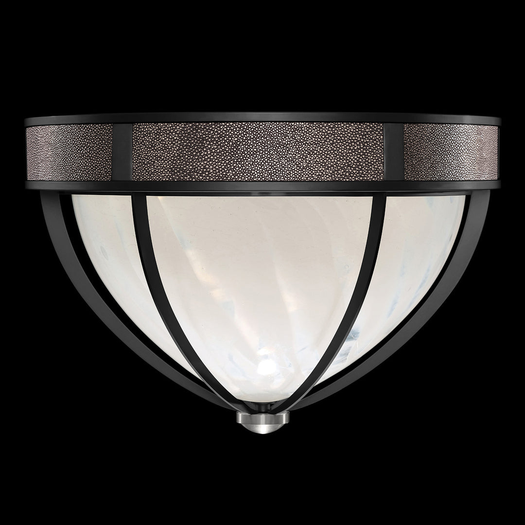 Fine Art Handcrafted Lighting Mirage 18.75"W Round Flush Mount in Standard Black Iron, Nickel, Pebble (100042-121)