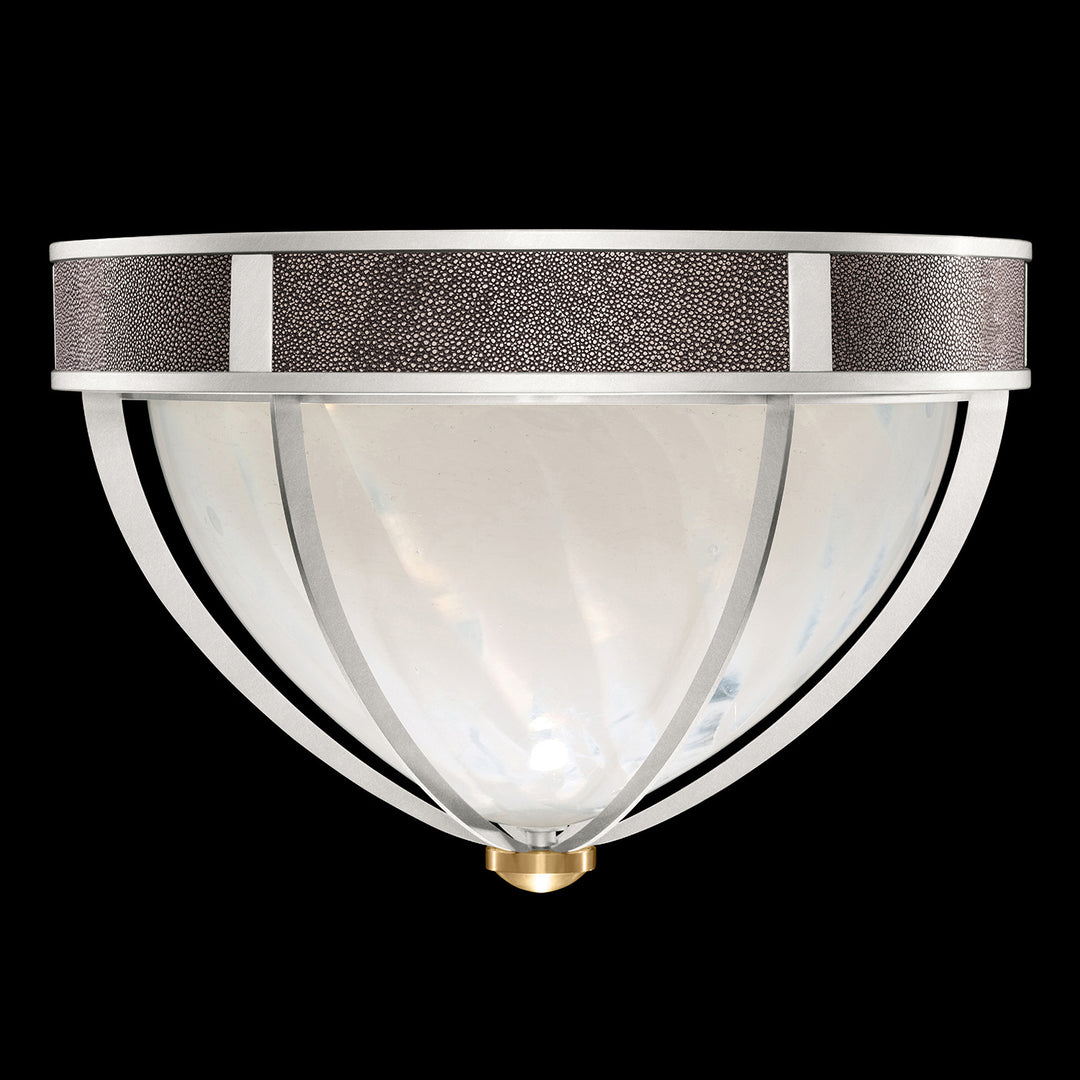 Fine Art Handcrafted Lighting Mirage 18.75"W Round Flush Mount in Standard Silver Leaf, Brass, Pebble (100042-411)