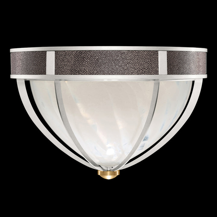Fine Art Handcrafted Lighting Mirage 18.75"W Round Flush Mount in Standard Silver Leaf, Brass, Pebble (100042-411)
