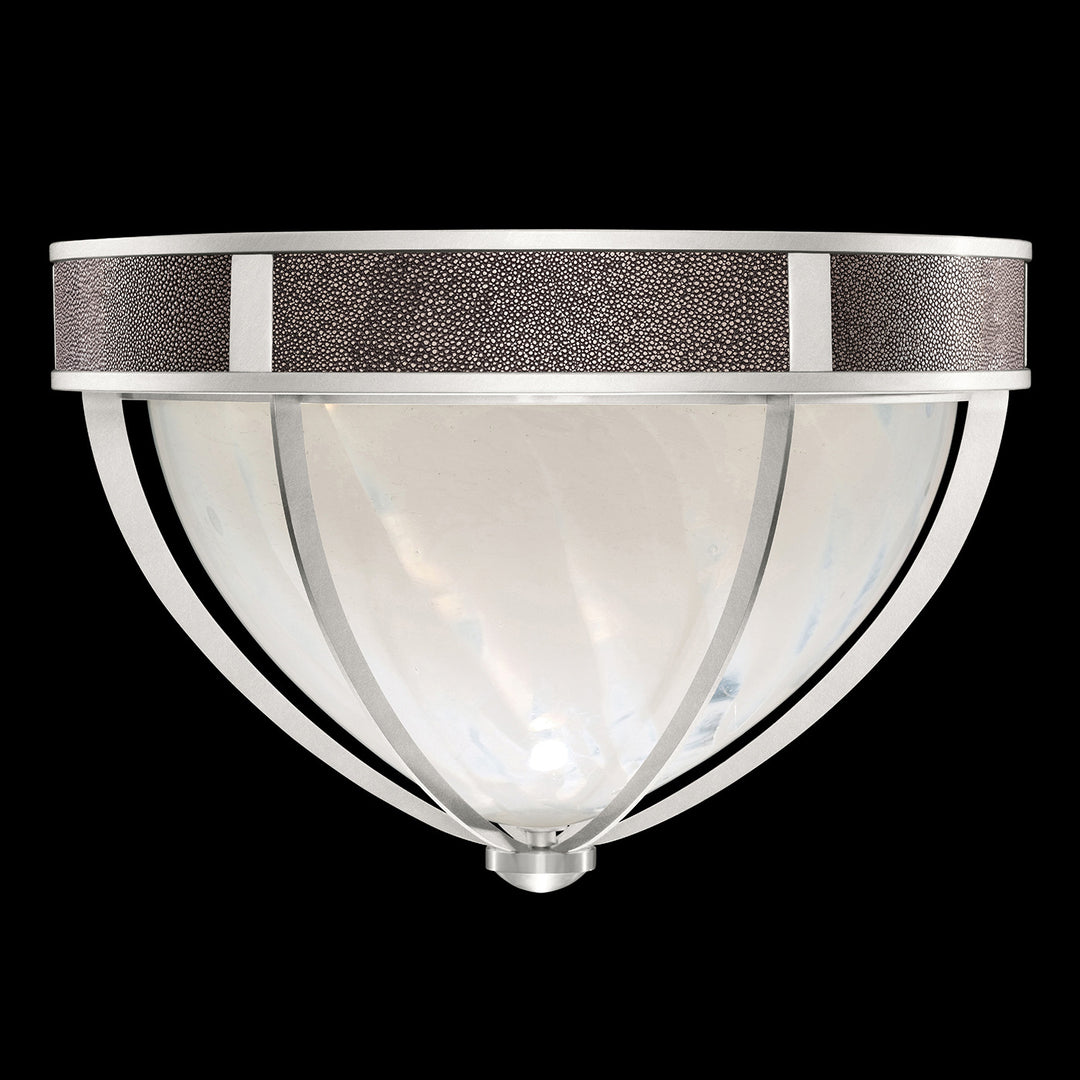 Fine Art Handcrafted Lighting Mirage 18.75"W Round Flush Mount in Standard Silver Leaf, Nickel, Pebble (100042-421)
