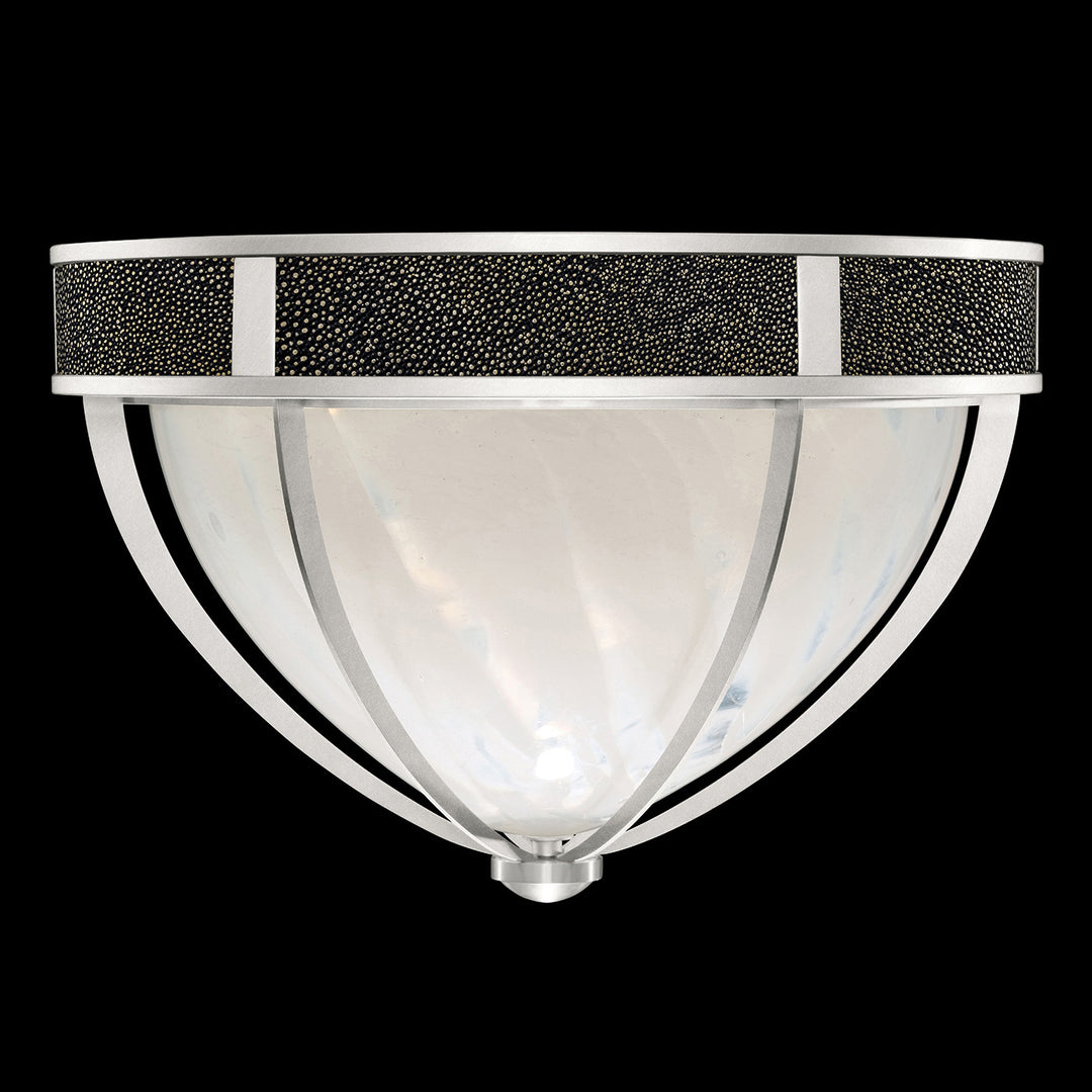 Fine Art Handcrafted Lighting Mirage 18.75"W Round Flush Mount in Standard Silver Leaf, Nickel, Black Knight (100042-423)