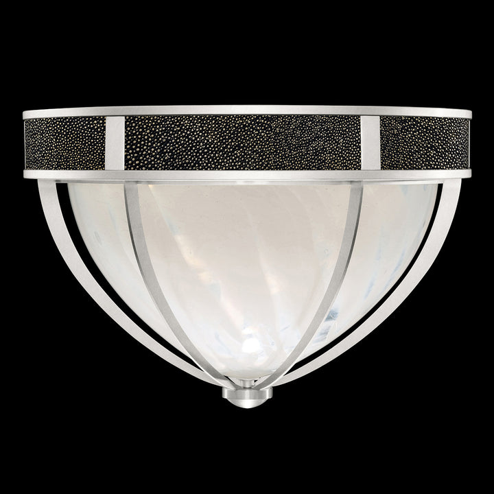 Fine Art Handcrafted Lighting Mirage 18.75"W Round Flush Mount in Standard Silver Leaf, Nickel, Black Knight (100042-423)