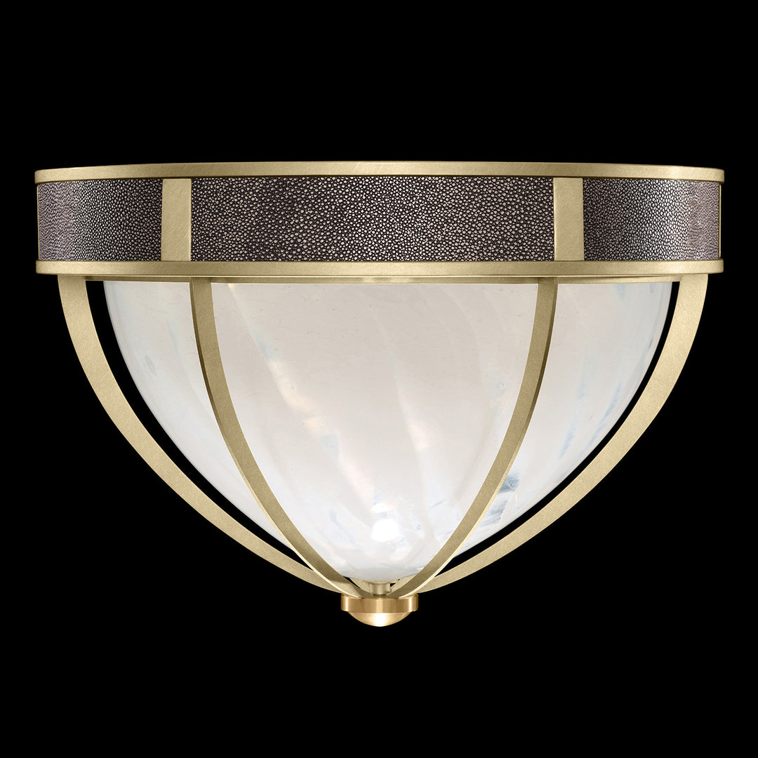 Fine Art Handcrafted Lighting Mirage 18.75"W Round Flush Mount in Standard Soft Gold Leaf, Brass, Pebble (100042-511)