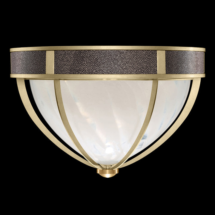 Fine Art Handcrafted Lighting Mirage 18.75"W Round Flush Mount in Standard Soft Gold Leaf, Brass, Pebble (100042-511)