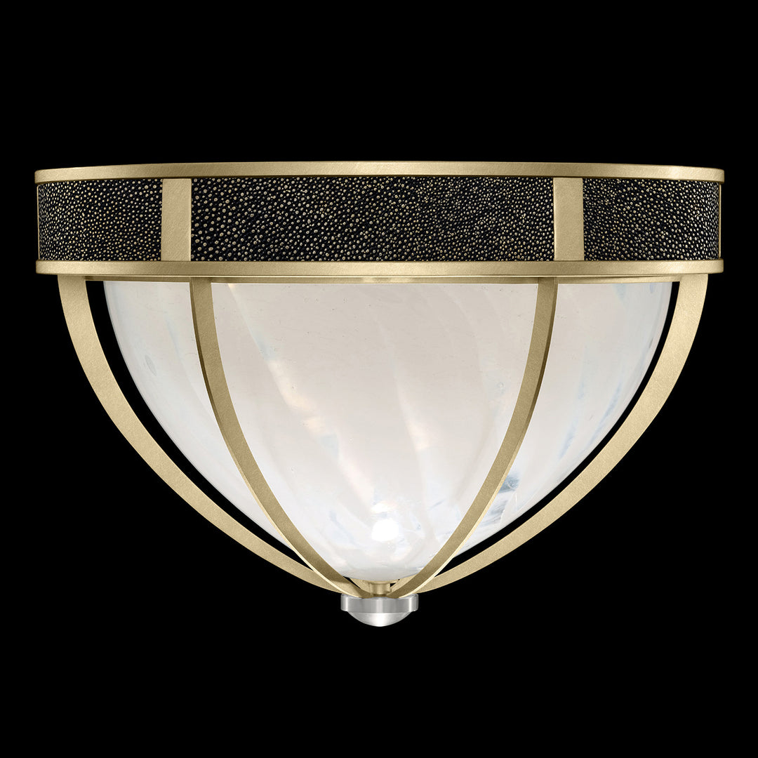 Fine Art Handcrafted Lighting Mirage 18.75"W Round Flush Mount in Standard Soft Gold Leaf, Nickel, Black Knight (100042-523)