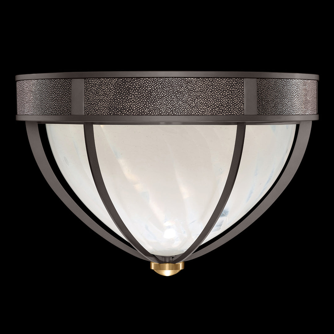 Fine Art Handcrafted Lighting Mirage 18.75"W Round Flush Mount in Midnight Steel, Brass, Pebble (100042-711)
