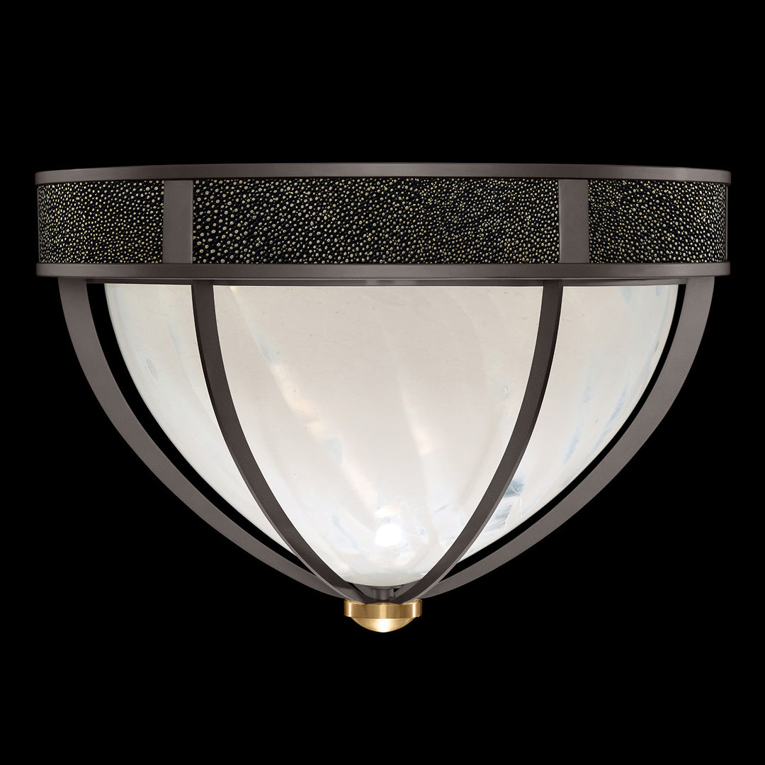Fine Art Handcrafted Lighting Mirage 18.75"W Round Flush Mount in Midnight Steel, Brass, Black Knight (100042-713)