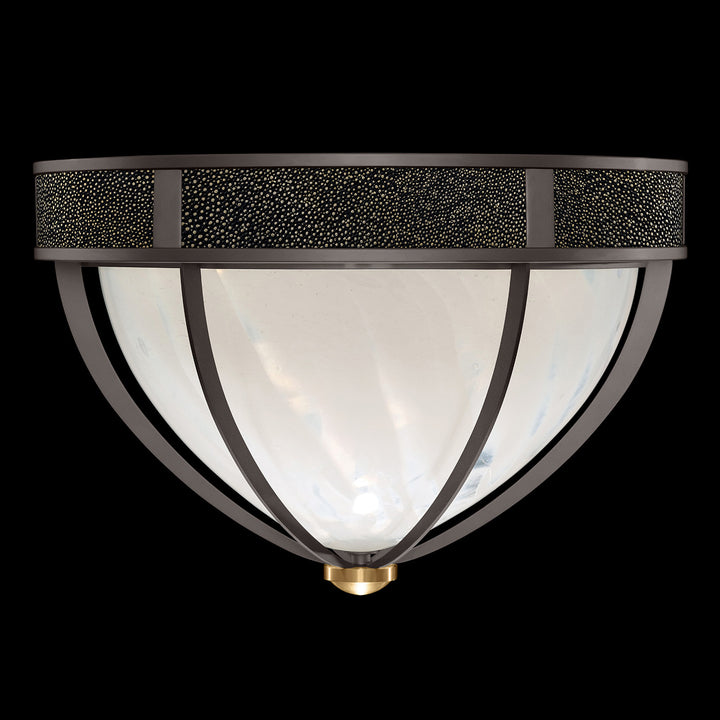 Fine Art Handcrafted Lighting Mirage 18.75"W Round Flush Mount in Midnight Steel, Brass, Black Knight (100042-713)