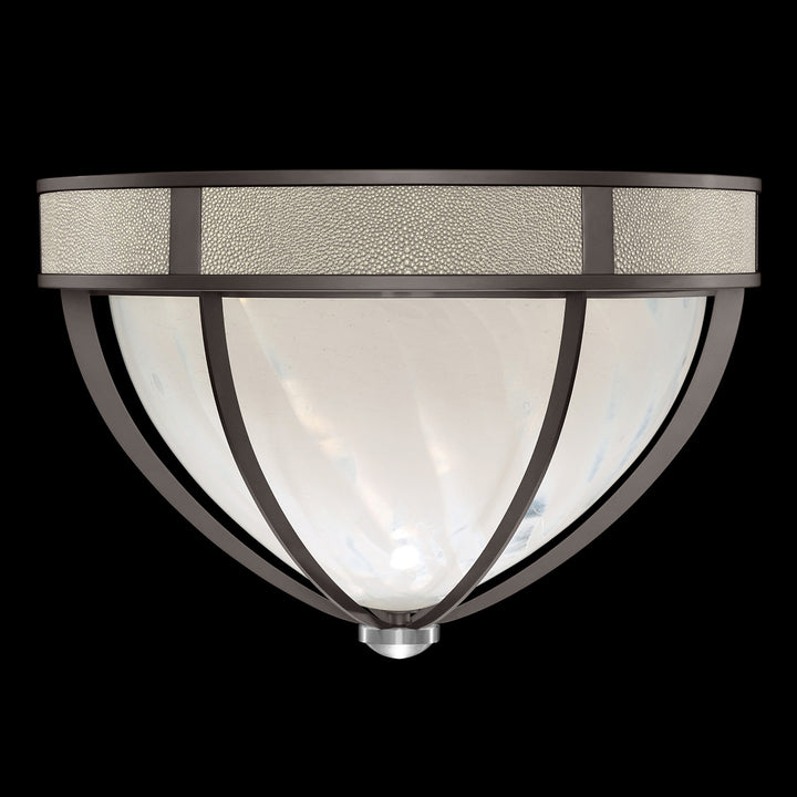 Fine Art Handcrafted Lighting Mirage 18.75"W Round Flush Mount in Midnight Steel, Nickel, Coco (100042-722)