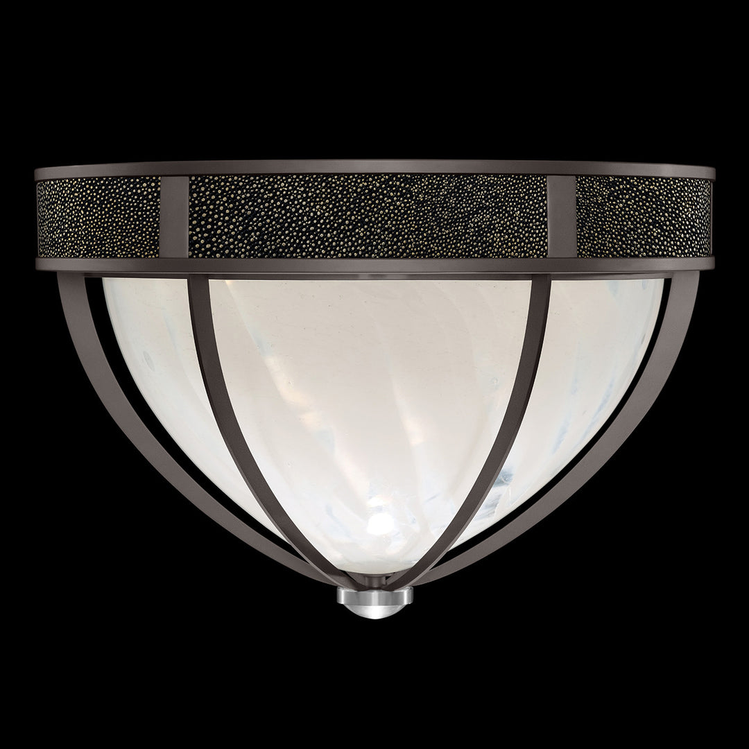 Fine Art Handcrafted Lighting Mirage 18.75"W Round Flush Mount in Midnight Steel, Nickel, Black Knight (100042-723)