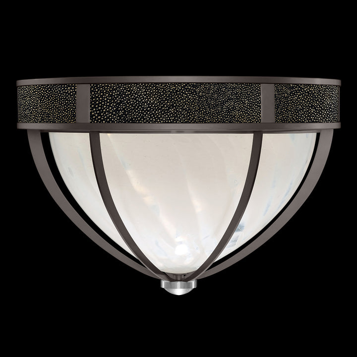 Fine Art Handcrafted Lighting Mirage 18.75"W Round Flush Mount in Midnight Steel, Nickel, Black Knight (100042-723)