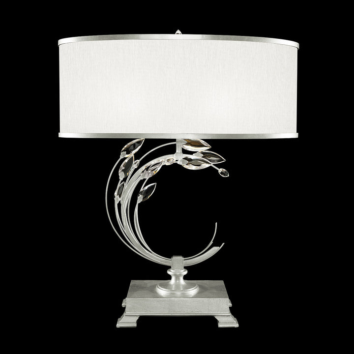 Fine Art Handcrafted Lighting Crystal Laurel 31"H RSF Table Lamp in Standard Silver Leaf w/White Fabric Shade (758610-SF41)