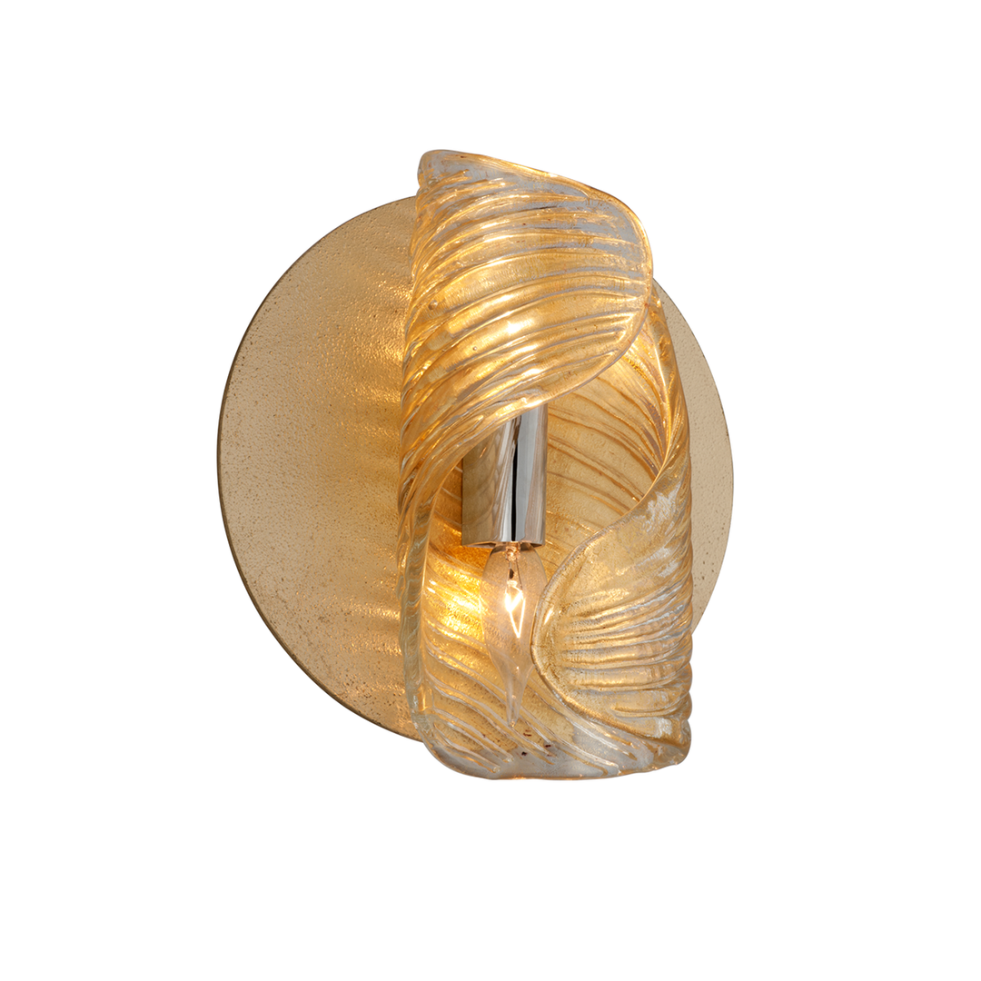 Corbett Lighting Flaunt Wall Sconce Wall Sconces Corbett GOLD LEAF W POLISHED STAINLESS 10x11 