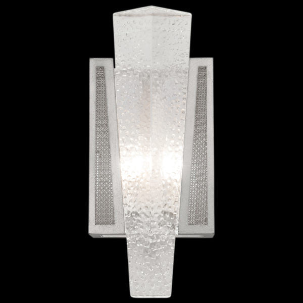 Fine Art Handcrafted Lighting Crownstone 15"H Sconce in Standard Silver Leaf, Metal Mesh Inserts (891150-12ST)