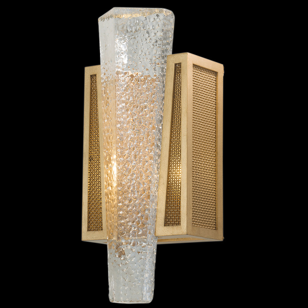Fine Art Handcrafted Lighting Crownstone 15"H Sconce in Standard Gold Leaf, Metal Mesh Inserts (891150-22ST)